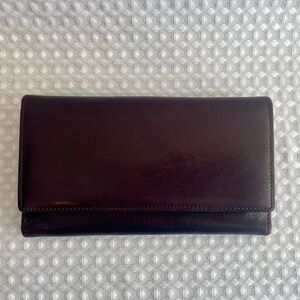 Vtg Marketing Expo Brown Italian Genuine Leather Continental Clutch Wallet #767